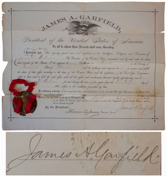 James Garfield Document Signed as President -- One of the Rarest Presidential Signatures